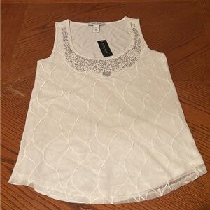 White House Black Market White Embellished Tank Top